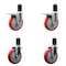 Service Caster 5'' SS Red Poly Swivel 1-5/8'' Expanding Stem Caster Set 2 Total Lock Brakes, 4PK SCC-SSEXTTL20S514-PPUB-RED-2-S-2-158 - alternate 1